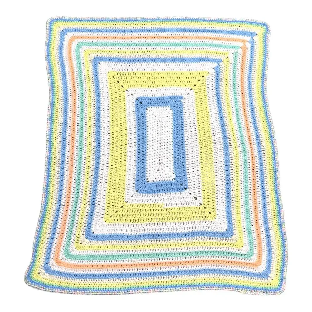 Handmade Baby Crochet Knit Afghan Blanket Multicolor 30